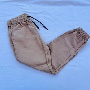 Nomad Little Boy Large Khaki Cotton Jogger Pants With Elastic Waist & Cuffs